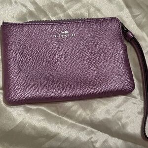 Coach Metallic Purple Zip Wristlet